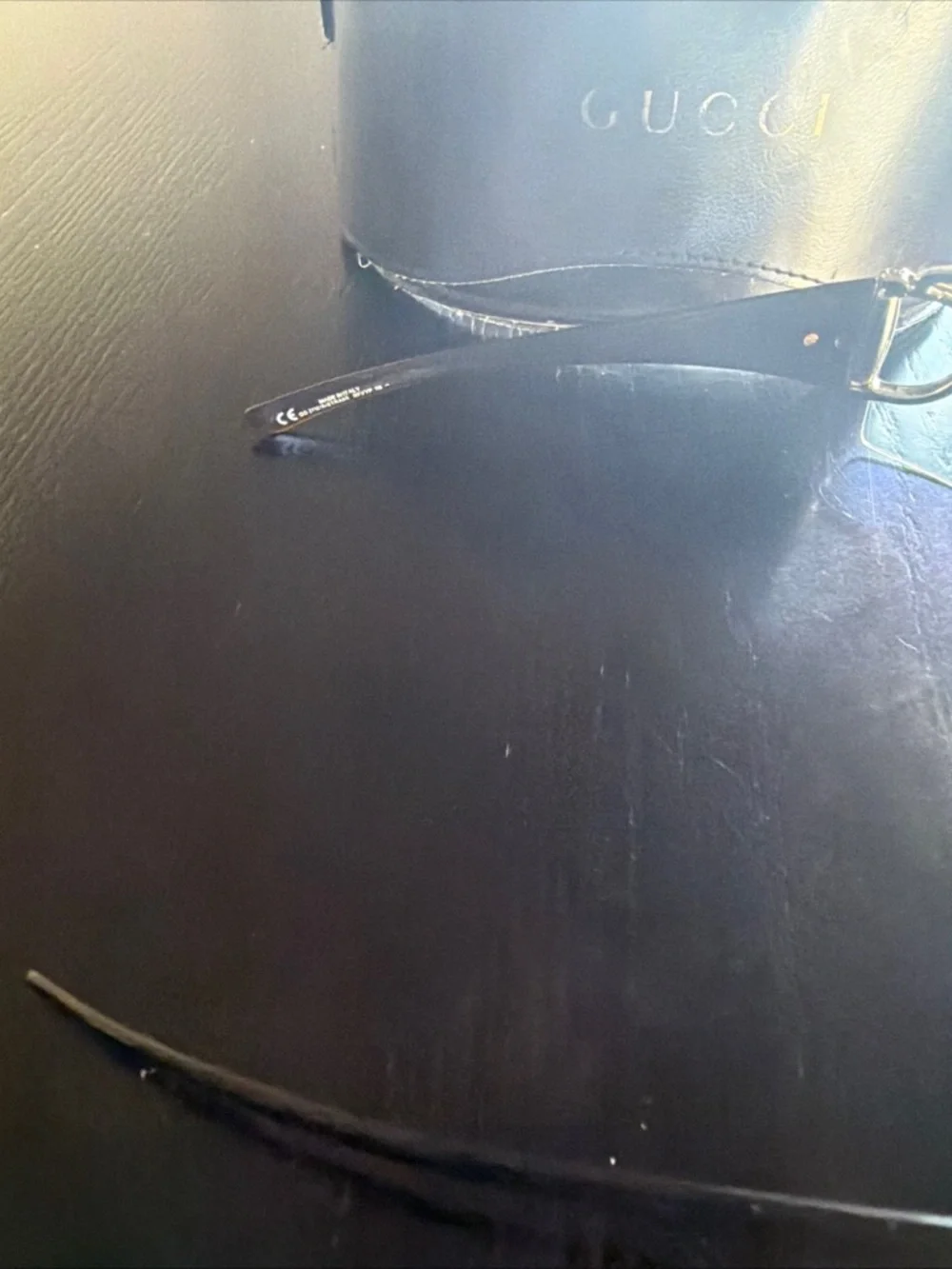 Gucci Gold Rimless Shield Sunglasses with Brown Lenses - Picture 9 of 9